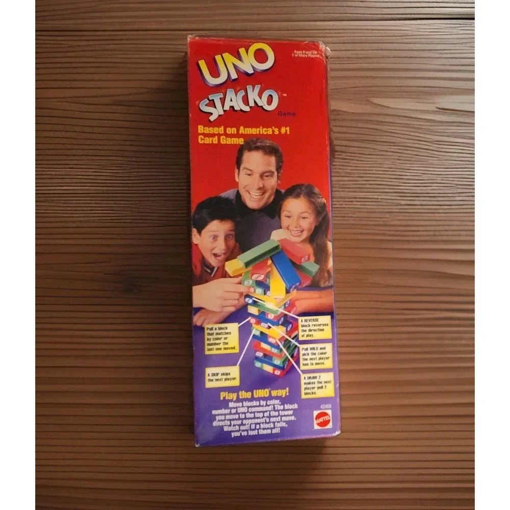 Vintage Uno Stacko Game EUC  Complete Mattel 1999‎ Stacking Blocks Game
